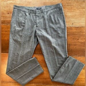 Men's Plaid Gray Dress Pants, Italian made, size 38